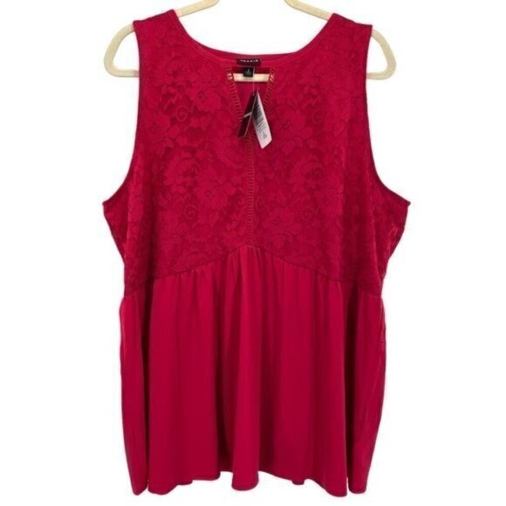Torrid Keyhole Lace Babydoll Tank Top Flowy in Cherries Jubilee